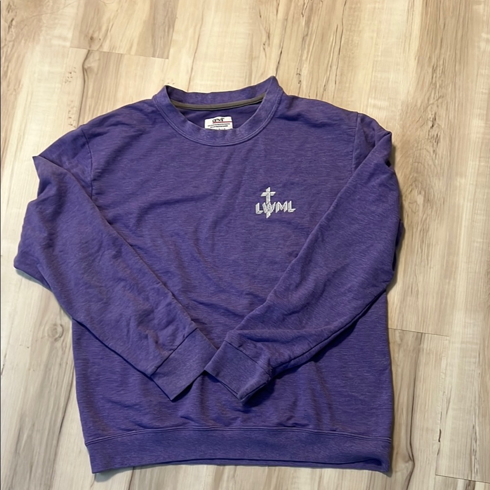 Anvil Purple Crewneck Sweater with Ribbed Cuffs